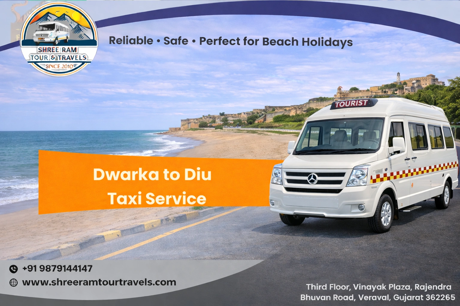 Dwarka to Diu Taxi Service - Comfortable & Scenic Coastal Travel
